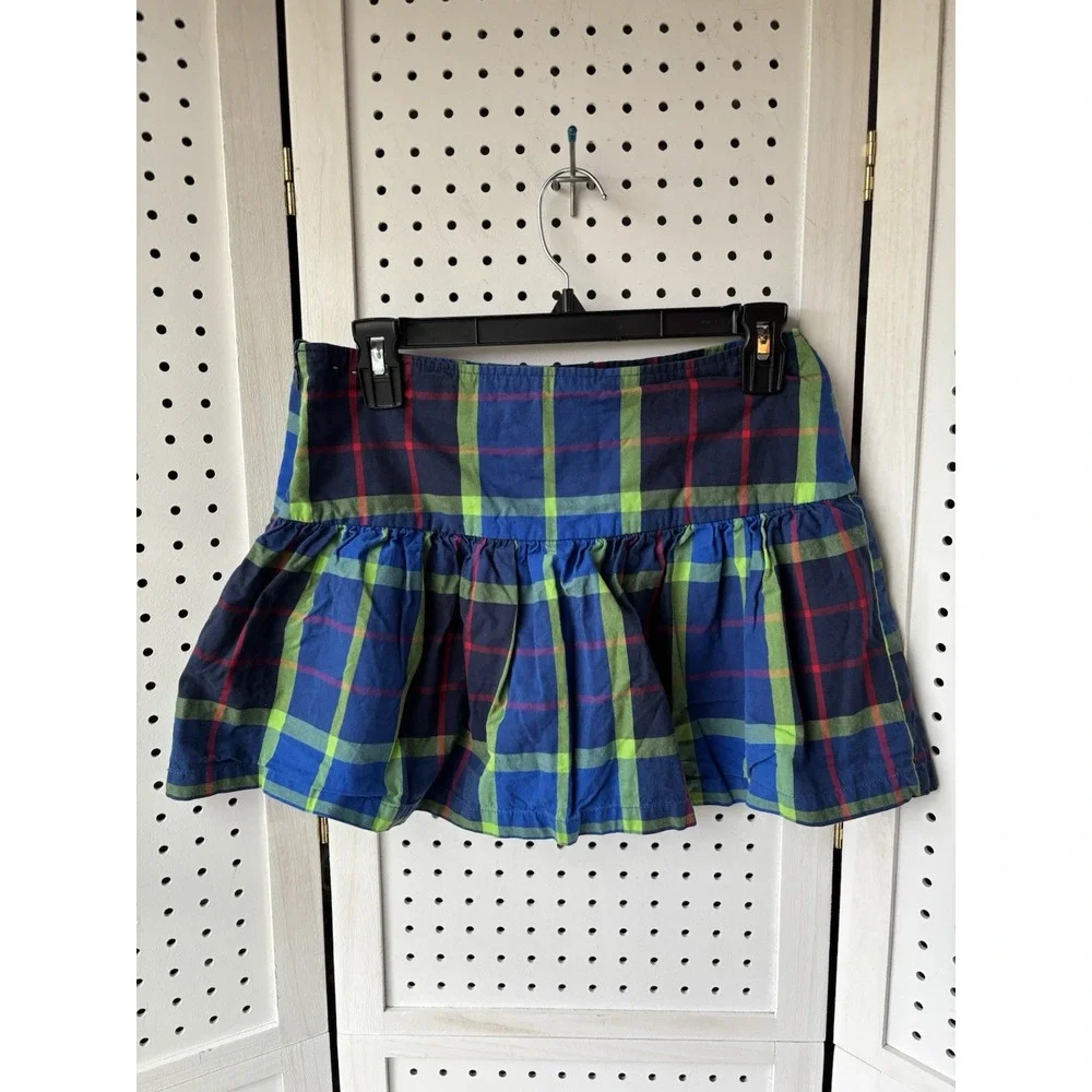 Hollister Micro‎ Mini Skirt Women Size 3 Blue Green Plaid Y2K Pleated Vintage